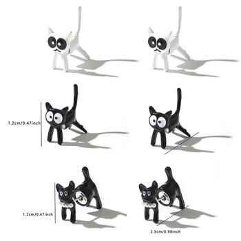 1 ζευγάρι σκουλαρίκια από ανοξείδωτο ατσάλι σε διασυνοριακό στυλ, τρισδιάστατα σκουλαρίκια γάτας, σκουλαρίκια με κινούμενα σχέδια