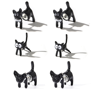 1 ζευγάρι σκουλαρίκια από ανοξείδωτο ατσάλι σε διασυνοριακό στυλ, τρισδιάστατα σκουλαρίκια γάτας, σκουλαρίκια με κινούμενα σχέδια