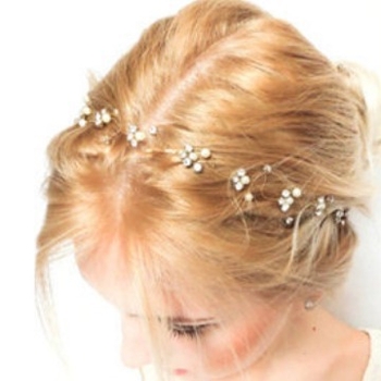 Euroopa ja Ameerika kuum müük Pearl Rhinestones lastele lilletüdruk juuksepael pulm pruudi juukseaksessuaarid valge lõnga kleit rhinestones ehted