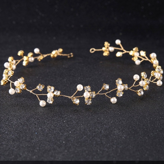 Euroopa ja Ameerika kuum müük Pearl Rhinestones lastele lilletüdruk juuksepael pulm pruudi juukseaksessuaarid valge lõnga kleit rhinestones ehted