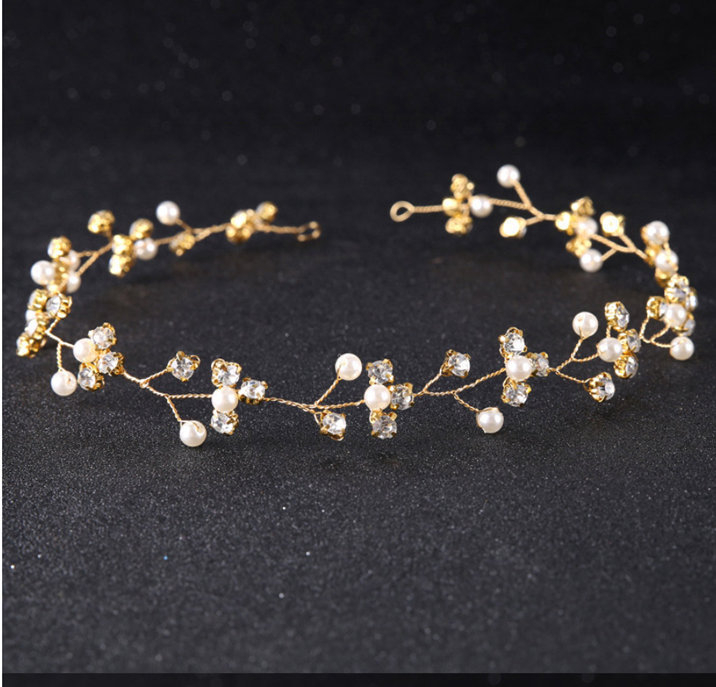 Euroopa ja Ameerika kuum müük Pearl Rhinestones lastele lilletüdruk juuksepael pulm pruudi juukseaksessuaarid valge lõnga kleit rhinestones ehted