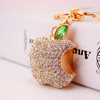 Χονδρική Δημιουργική Χαριτωμένη Διαμαντένια Επικαλυμμένη Apple Car Keychain Μεταλλικό Μενταγιόν Γυναικεία Τσάντα Αξεσουάρ Μπρελόκ Δώρο 185