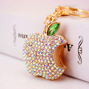 Χονδρική Δημιουργική Χαριτωμένη Διαμαντένια Επικαλυμμένη Apple Car Keychain Μεταλλικό Μενταγιόν Γυναικεία Τσάντα Αξεσουάρ Μπρελόκ Δώρο 185