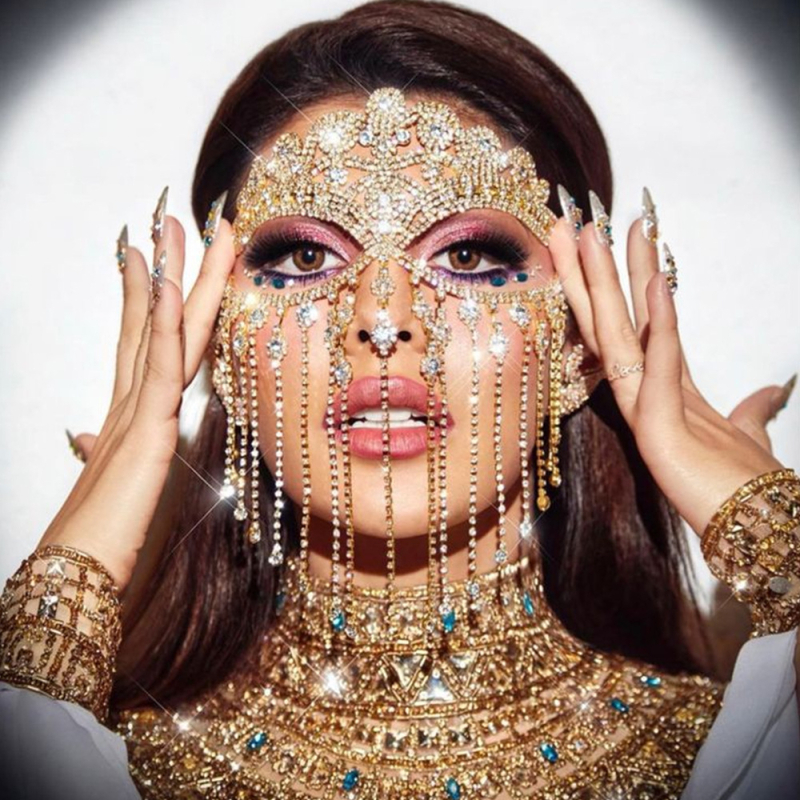 Vanjska trgovina vruće prodavana dijamantna resasta zavjesa seksi rhinestone maska kreativni dizajn veo modni dodaci za loptu