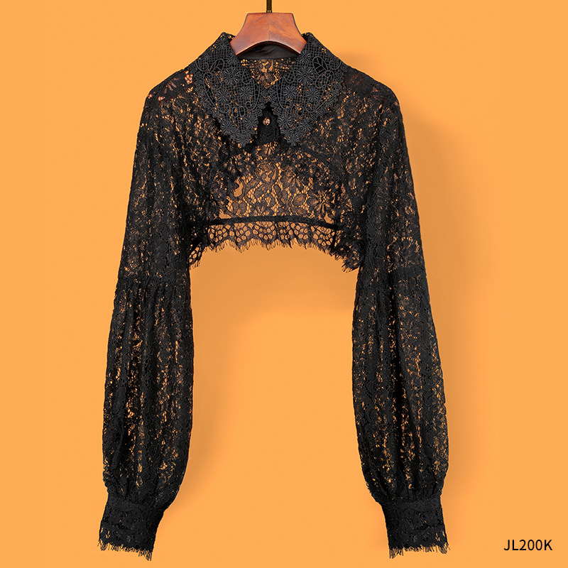 Ilgomis rankovėmis, universalus, netikras apykaklės kardiganas, naujas, pavasario, vasaros, rudens, trumpas, nėriniuotas, kardiganas su sijonu, skara, apsaugantis nuo šviesos