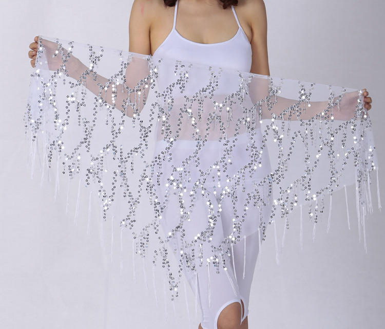 Hastánc Flitteres Háromszög Jazz Dance Deréksál Színes Flitteres Háromszög Sál Deréklánc Hastánc Csípősál Öv