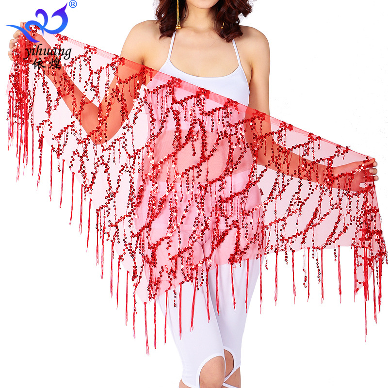 Hastánc Flitteres Háromszög Jazz Dance Deréksál Színes Flitteres Háromszög Sál Deréklánc Hastánc Csípősál Öv