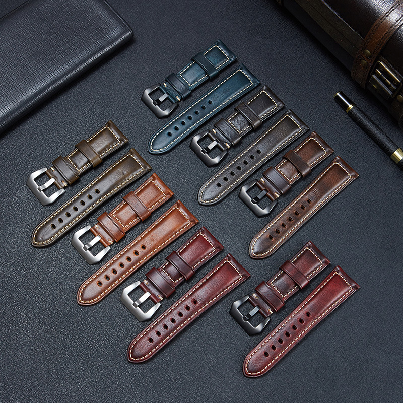 Kiváló minőségű olasz retró olajviaszos valódi bőr férfi óraszíj Paner Fat Sea durva 20/22/24/26m