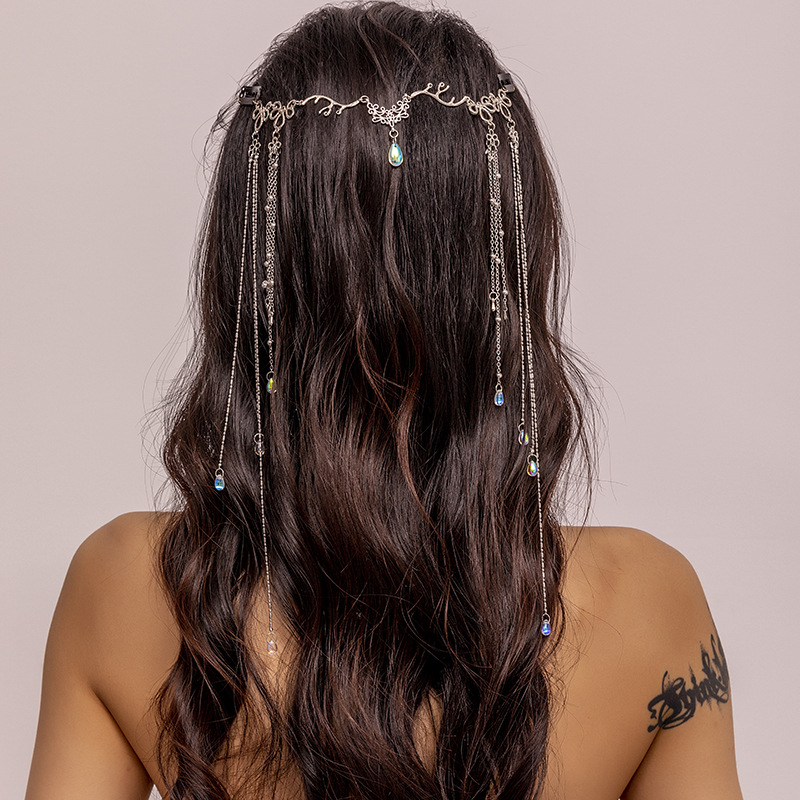 Uus eksootiline stiil antiikne stiil printsess juuste aksessuaarid naiste pruudi pea kett kulmude tilk kõik sobivad pikad tutiga peakatted