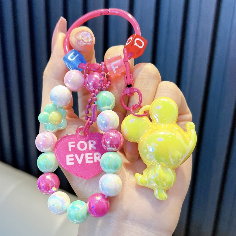 Gyöngyös ülő medve kulcstartó medál, gyönyörű akril táskába akasztható autós kulcstartó, kis ajándék, nagykereskedelem