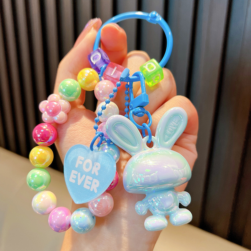 Gyöngyös ülő medve kulcstartó medál, gyönyörű akril táskába akasztható autós kulcstartó, kis ajándék, nagykereskedelem