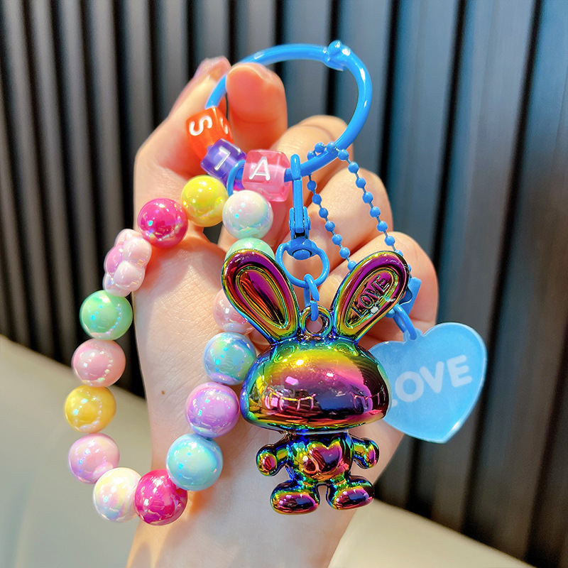 Gyöngyös ülő medve kulcstartó medál, gyönyörű akril táskába akasztható autós kulcstartó, kis ajándék, nagykereskedelem