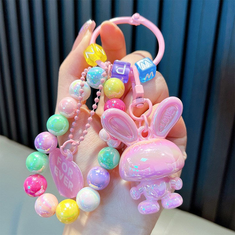 Gyöngyös ülő medve kulcstartó medál, gyönyörű akril táskába akasztható autós kulcstartó, kis ajándék, nagykereskedelem