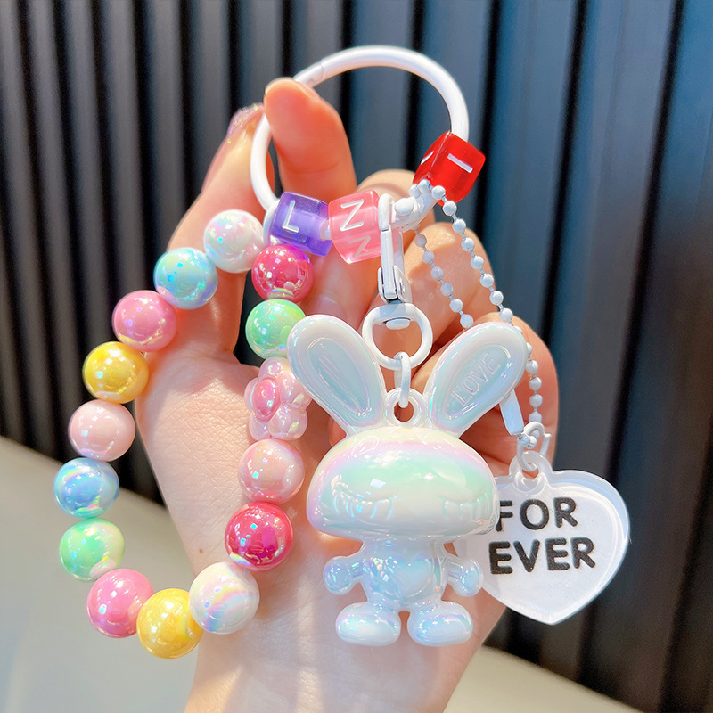 Gyöngyös ülő medve kulcstartó medál, gyönyörű akril táskába akasztható autós kulcstartó, kis ajándék, nagykereskedelem