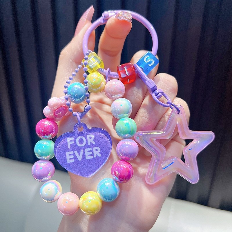 Gyöngyös ülő medve kulcstartó medál, gyönyörű akril táskába akasztható autós kulcstartó, kis ajándék, nagykereskedelem