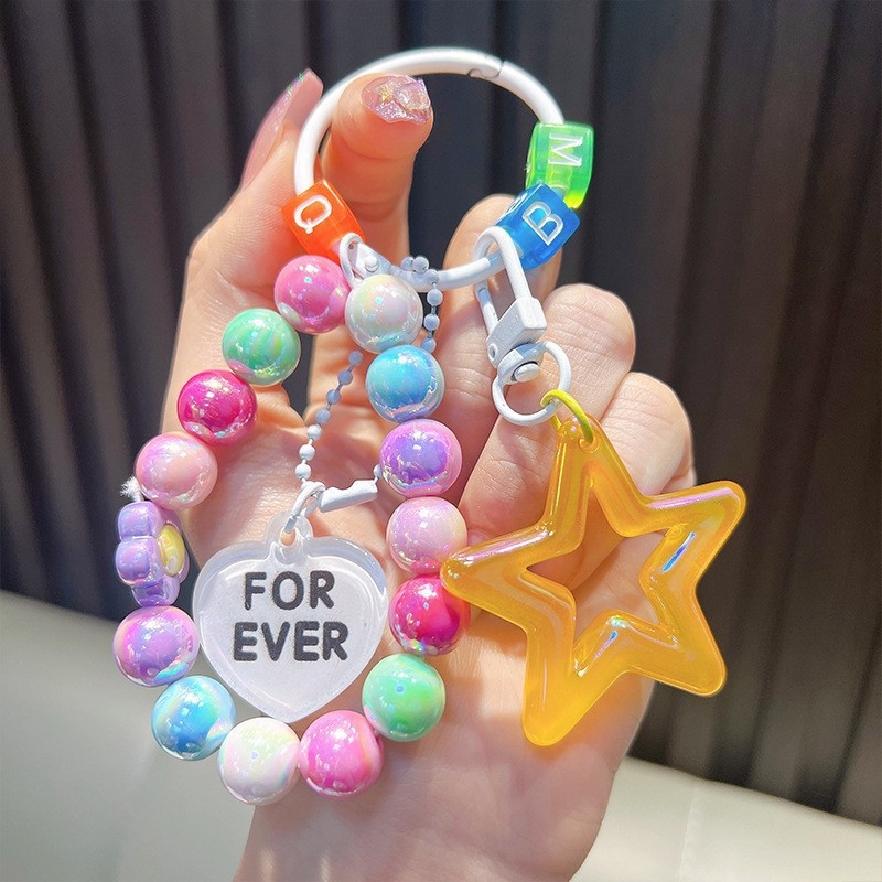 Gyöngyös ülő medve kulcstartó medál, gyönyörű akril táskába akasztható autós kulcstartó, kis ajándék, nagykereskedelem