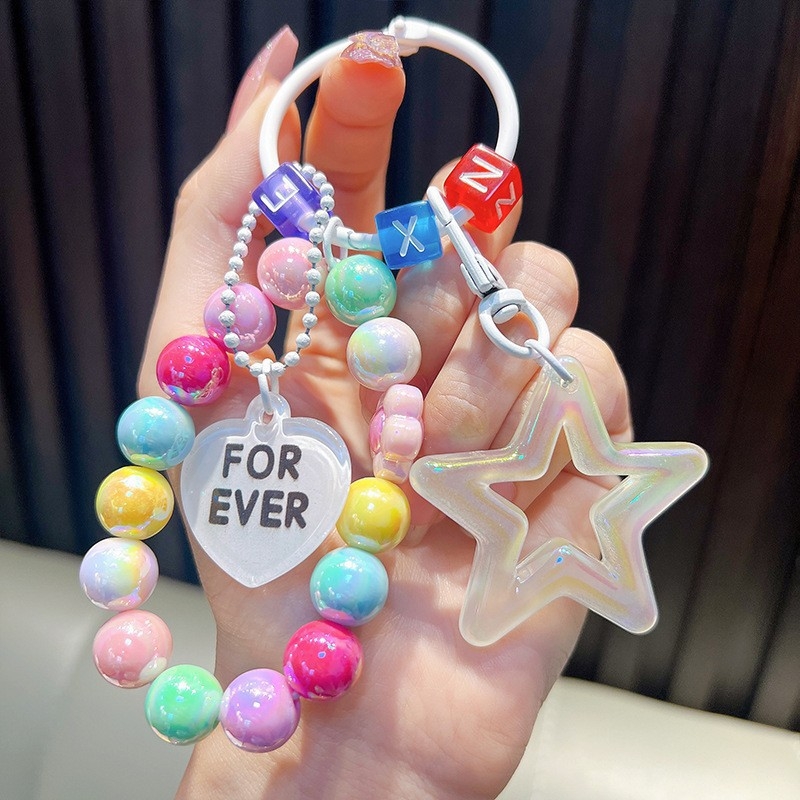 Gyöngyös ülő medve kulcstartó medál, gyönyörű akril táskába akasztható autós kulcstartó, kis ajándék, nagykereskedelem