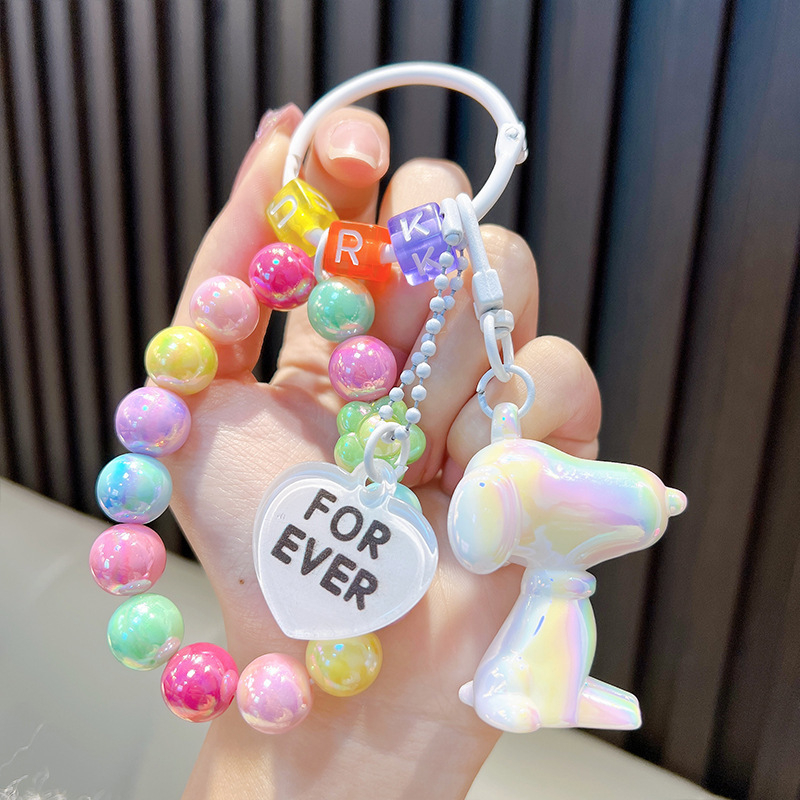 Gyöngyös ülő medve kulcstartó medál, gyönyörű akril táskába akasztható autós kulcstartó, kis ajándék, nagykereskedelem