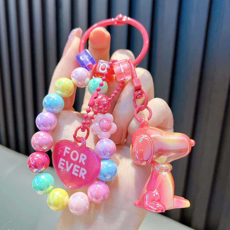 Gyöngyös ülő medve kulcstartó medál, gyönyörű akril táskába akasztható autós kulcstartó, kis ajándék, nagykereskedelem