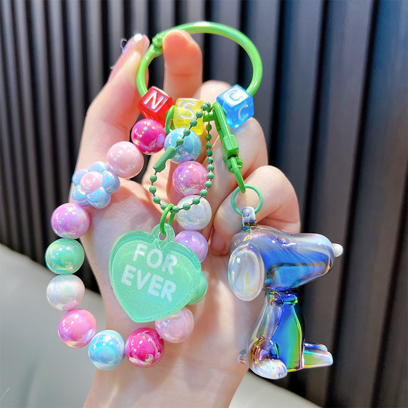 Gyöngyös ülő medve kulcstartó medál, gyönyörű akril táskába akasztható autós kulcstartó, kis ajándék, nagykereskedelem