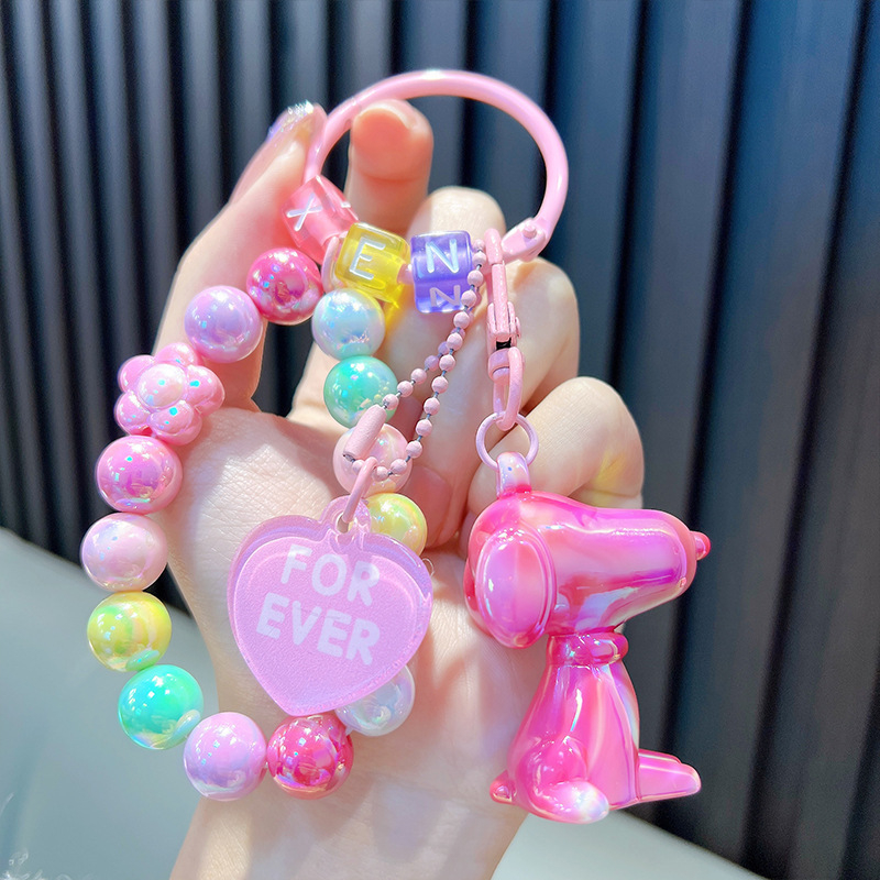 Gyöngyös ülő medve kulcstartó medál, gyönyörű akril táskába akasztható autós kulcstartó, kis ajándék, nagykereskedelem