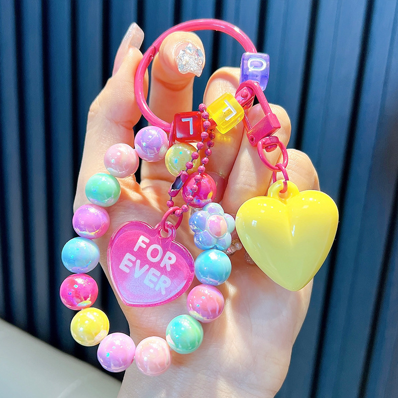 Gyöngyös ülő medve kulcstartó medál, gyönyörű akril táskába akasztható autós kulcstartó, kis ajándék, nagykereskedelem