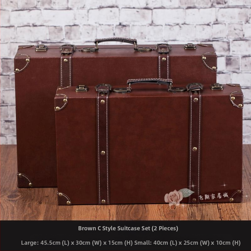 Retro nostalgiška senamadiška medinė lagamino laikymo dėžė, medinė dėžė, kūrybingi rekvizitai, odinė dėžutė, papuošalai