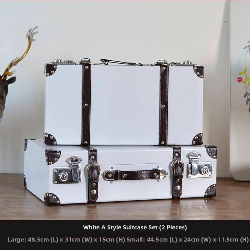 Retro nostalgiška senamadiška medinė lagamino laikymo dėžė, medinė dėžė, kūrybingi rekvizitai, odinė dėžutė, papuošalai