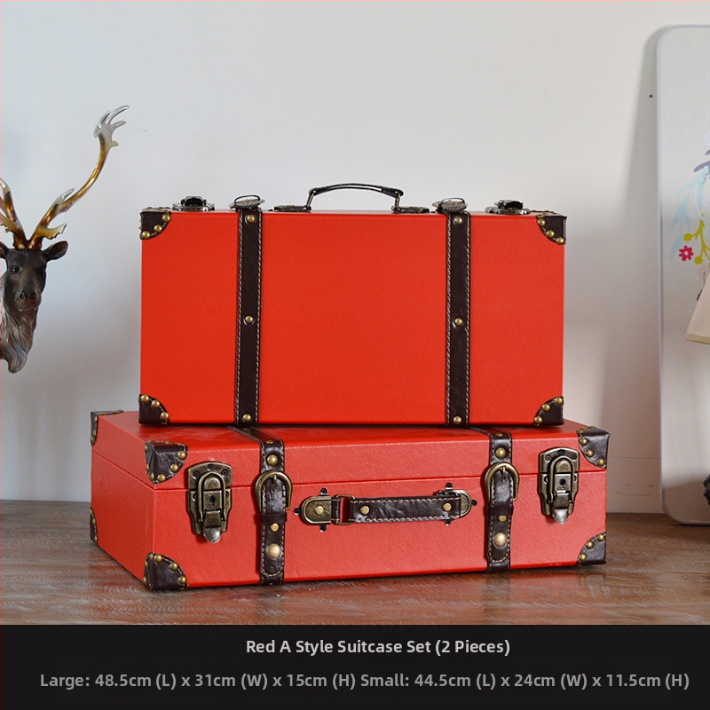 Retro nostalgiška senamadiška medinė lagamino laikymo dėžė, medinė dėžė, kūrybingi rekvizitai, odinė dėžutė, papuošalai