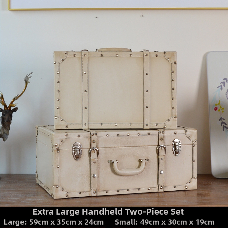 Retro nostalgiška senamadiška medinė lagamino laikymo dėžė, medinė dėžė, kūrybingi rekvizitai, odinė dėžutė, papuošalai