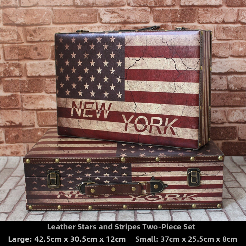 Retro nostalgiška senamadiška medinė lagamino laikymo dėžė, medinė dėžė, kūrybingi rekvizitai, odinė dėžutė, papuošalai