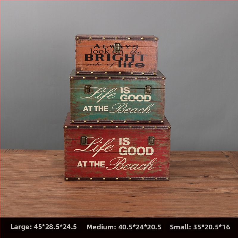 Retro nostalgiška senamadiška medinė lagamino laikymo dėžė, medinė dėžė, kūrybingi rekvizitai, odinė dėžutė, papuošalai