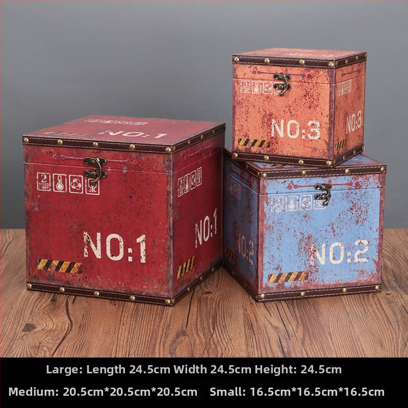 Retro nostalgiška senamadiška medinė lagamino laikymo dėžė, medinė dėžė, kūrybingi rekvizitai, odinė dėžutė, papuošalai