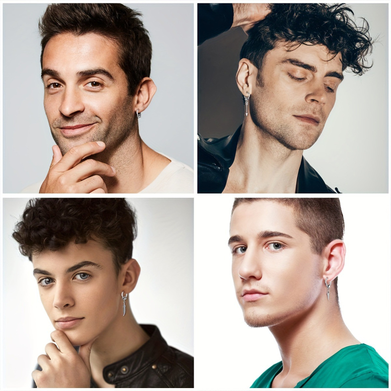 Keresztezett szegélyű 4 darabos rozsdamentes acél fülbevaló spirál fülcsat levél hegyes kúp nyíl medál kombináció Amazon temu öltöny