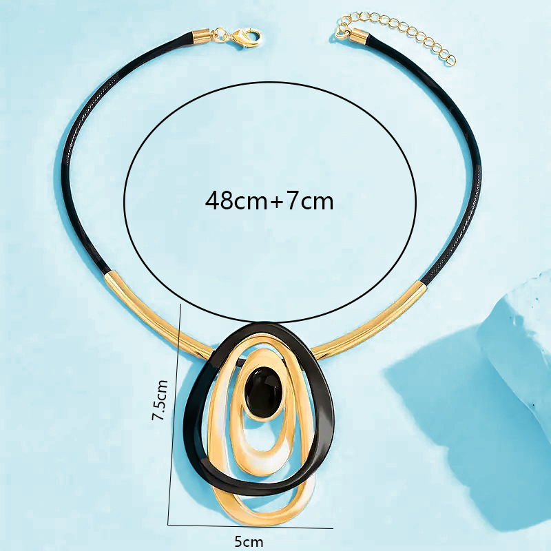Retro gredzena ovāla kulona kaklarota, Eiropas un Amerikas modes šarms, radošas, izsmalcinātas, pārspīlētas rotaslietas