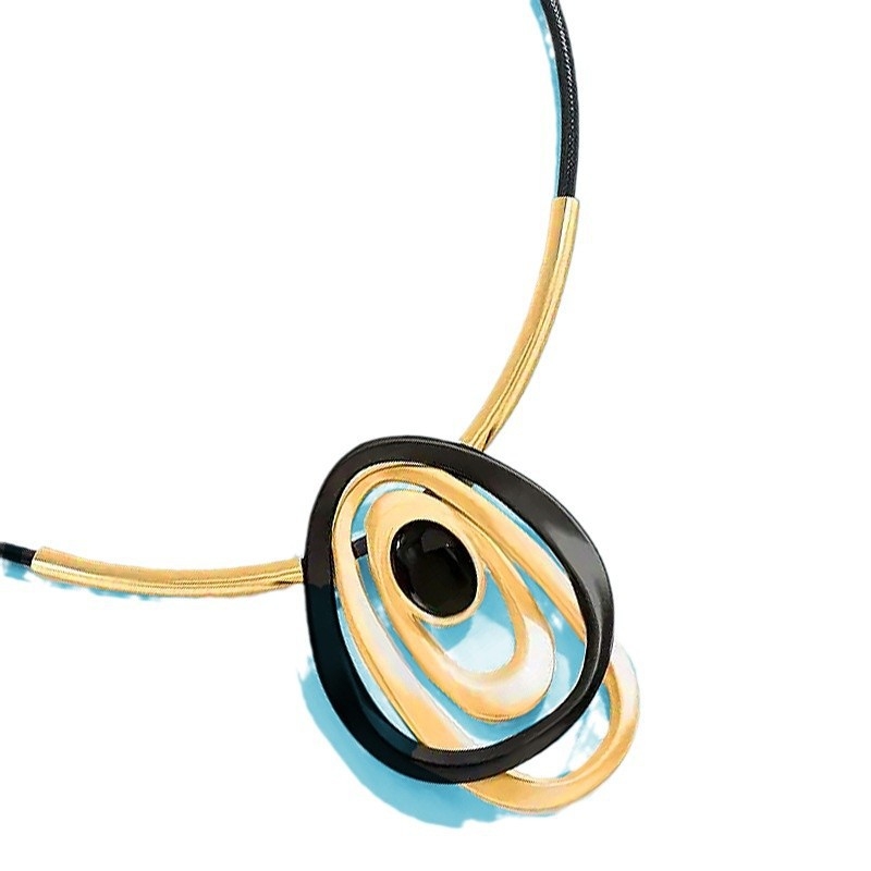 Retro gredzena ovāla kulona kaklarota, Eiropas un Amerikas modes šarms, radošas, izsmalcinātas, pārspīlētas rotaslietas