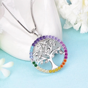 Aliexpress Πολύχρωμο κολιέ με ζιρκόνι Life Tree Γυναίκες Ευρωπαϊκή Αμερικανική Προσωπικότητα Μόδα Καρδιά S925 Κολιέ μενταγιόν Κοσμήματα