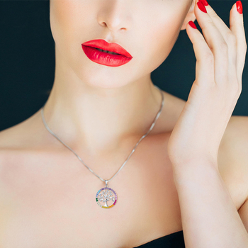 Aliexpress Πολύχρωμο κολιέ με ζιρκόνι Life Tree Γυναίκες Ευρωπαϊκή Αμερικανική Προσωπικότητα Μόδα Καρδιά S925 Κολιέ μενταγιόν Κοσμήματα