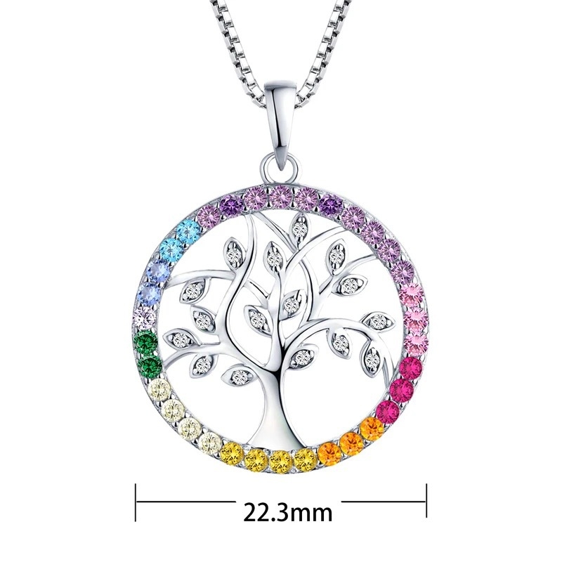 Aliexpress színes cirkónium életfa nyaklánc nők európai amerikai személyiség divat szív S925 medál nyaklánc ékszerek