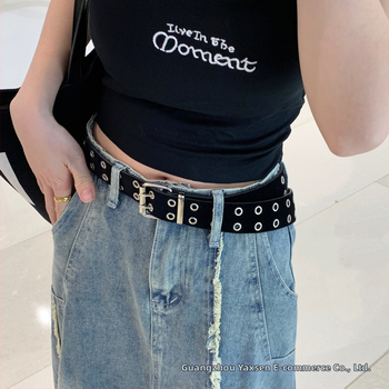 Gyári közvetlen értékesítésű velúr dupla soros lyukú punk stílusú divatos dekoratív női öv derékra szerelhető divatos széles öv