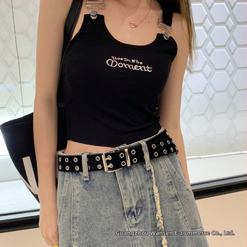 Gyári közvetlen értékesítésű velúr dupla soros lyukú punk stílusú divatos dekoratív női öv derékra szerelhető divatos széles öv