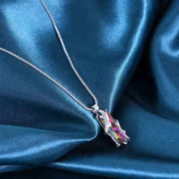 Νέο εκθαμβωτικό πολύχρωμο τετράγωνο κολιέ από πέτρα, δημιουργικό, μοντέρνο κολιέ με προσωπικότητα και ανύψωση Unisex