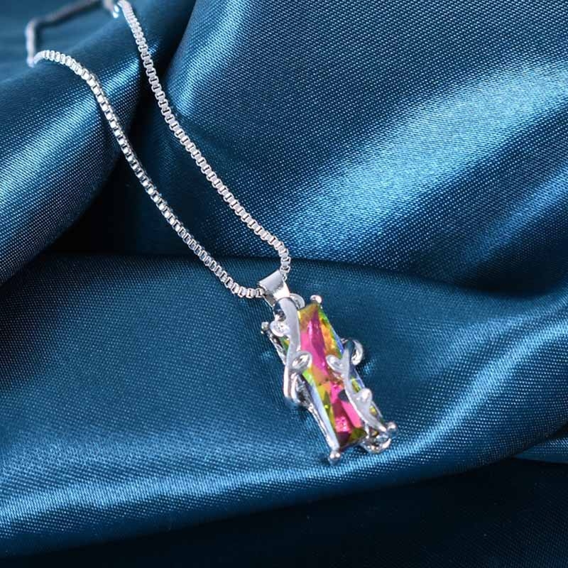 Naujas akinantis spalvingas akmens kvadratinis karoliai kūrybingi mados asmenybės unisex karoliai kėlimui