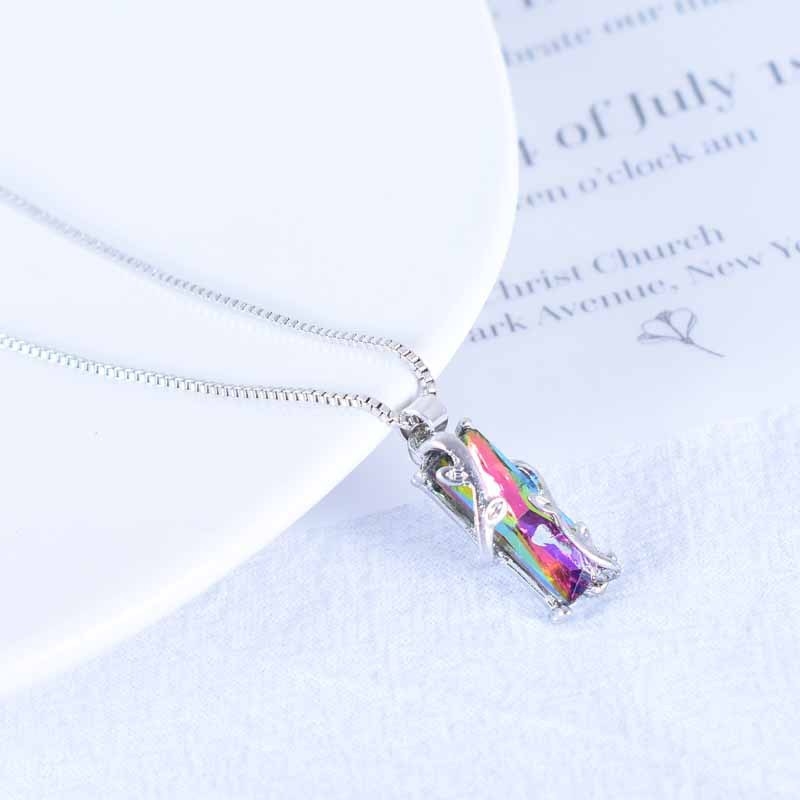 Naujas akinantis spalvingas akmens kvadratinis karoliai kūrybingi mados asmenybės unisex karoliai kėlimui