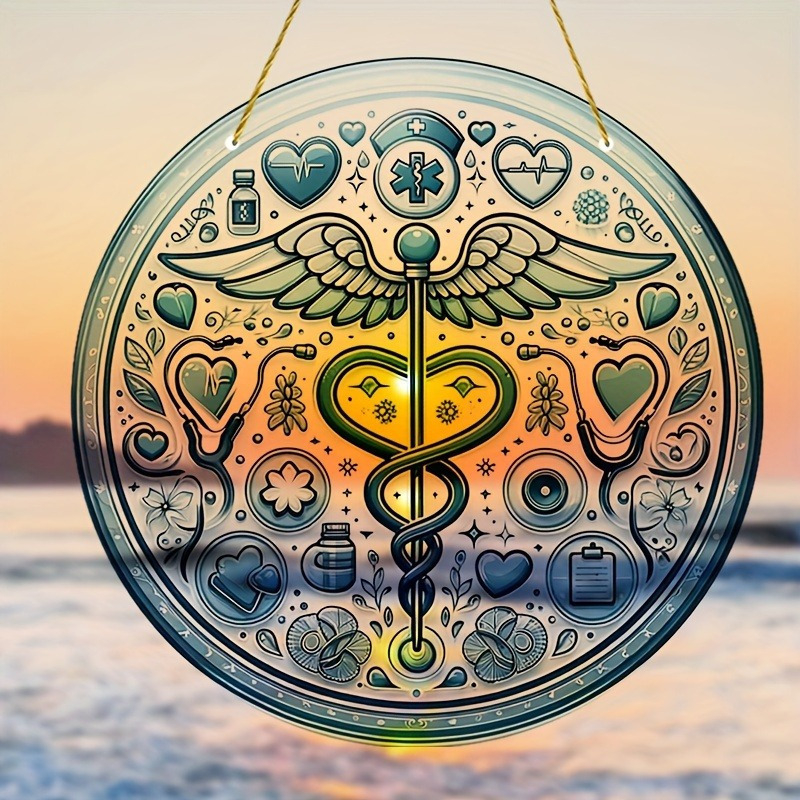 Στρογγυλό 2D επίπεδο διαφανές ακρυλικό, συλλέκτης φωτός παραθύρου σε στυλ βιτρό, κατάλληλο για εσωτερικούς χώρους,