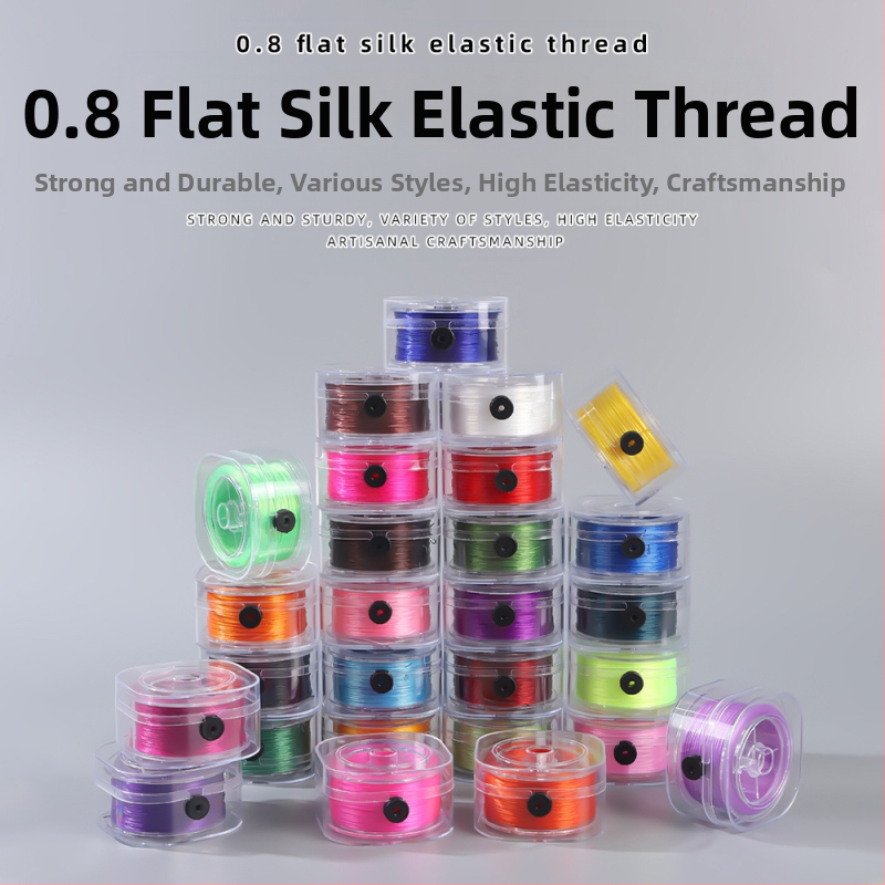 0,8 mm-es lapos selyem rugalmas spandex barkácsolt kézzel készített karkötő gumiszalaggal, kopásálló rugalmas vonallal, színes gyöngyös selyemvonal