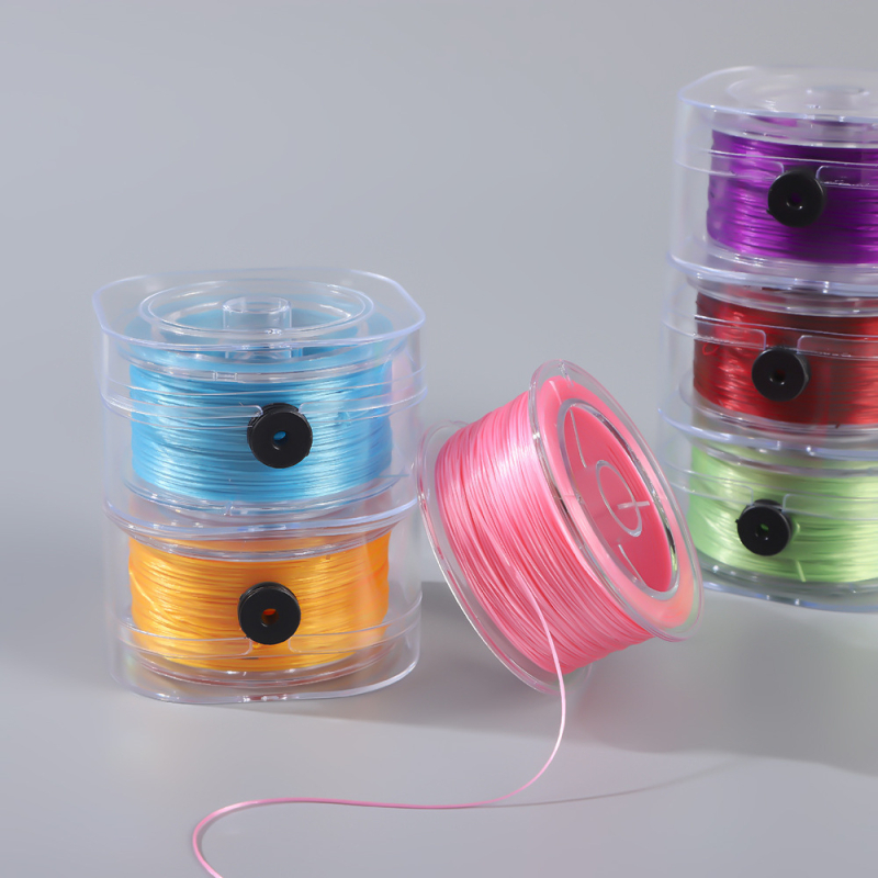 0,8 mm-es lapos selyem rugalmas spandex barkácsolt kézzel készített karkötő gumiszalaggal, kopásálló rugalmas vonallal, színes gyöngyös selyemvonal