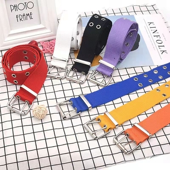 Vászonöv férfi és női divatos, egyszerű, mindenhez illő, dupla tűs csattal ellátott, trendi, lezser öv, férfi fiatal és középkorú overall öv