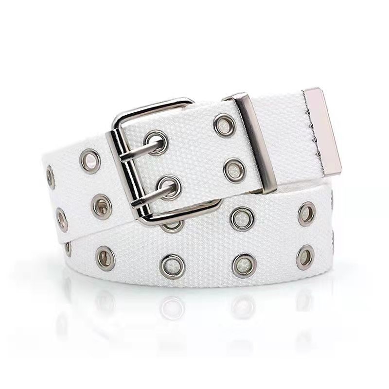 Vászonöv férfi és női divatos, egyszerű, mindenhez illő, dupla tűs csattal ellátott, trendi, lezser öv, férfi fiatal és középkorú overall öv