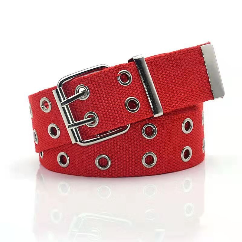 Vászonöv férfi és női divatos, egyszerű, mindenhez illő, dupla tűs csattal ellátott, trendi, lezser öv, férfi fiatal és középkorú overall öv